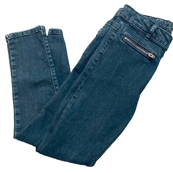 Joe Fresh Girls Kids Dark Denim Skinny Jeans SZ 12 Zip Front Pockets - Picture 1 of 6